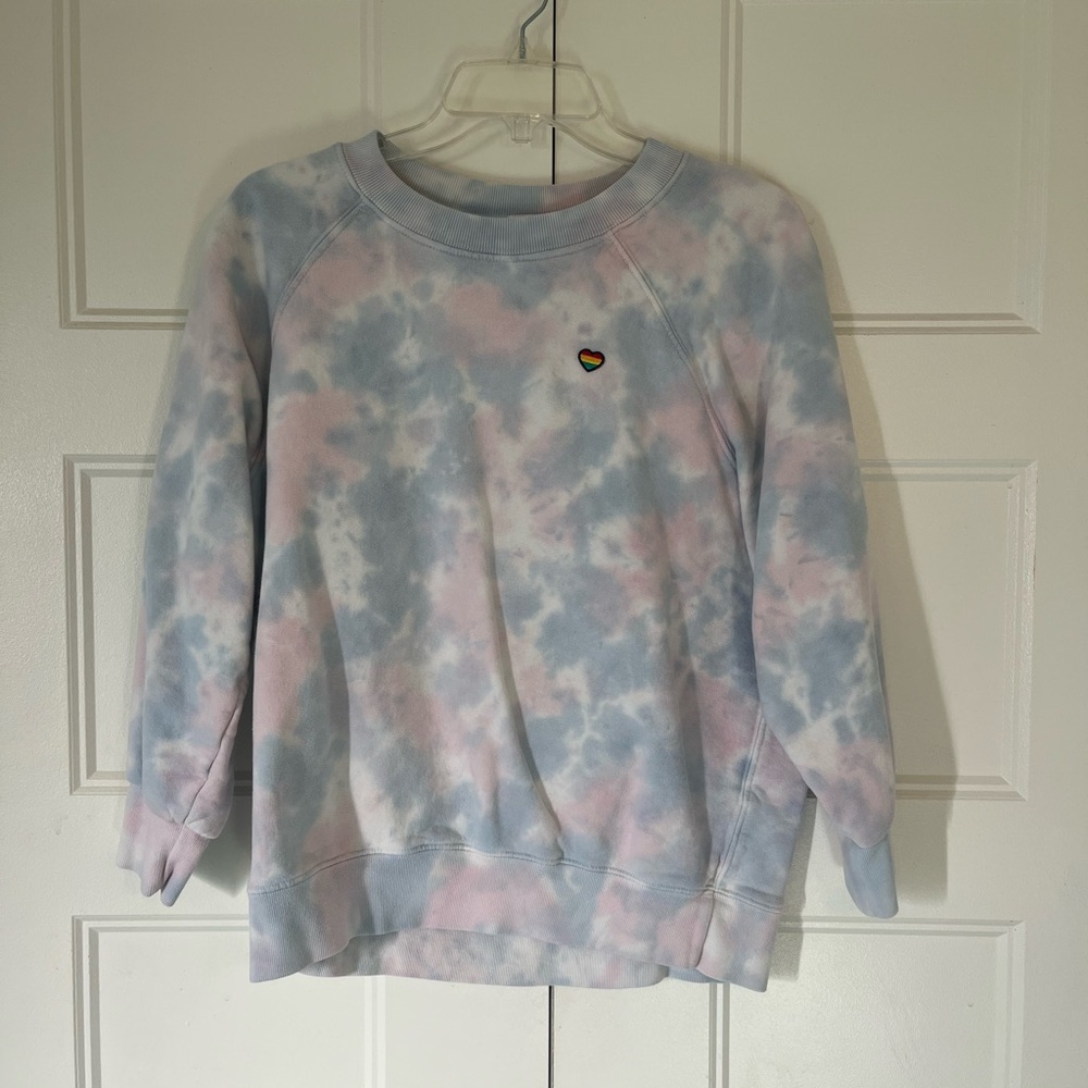 Spiritual Gangster Tie-Dye Sweatshirt with Heart Patch, size S